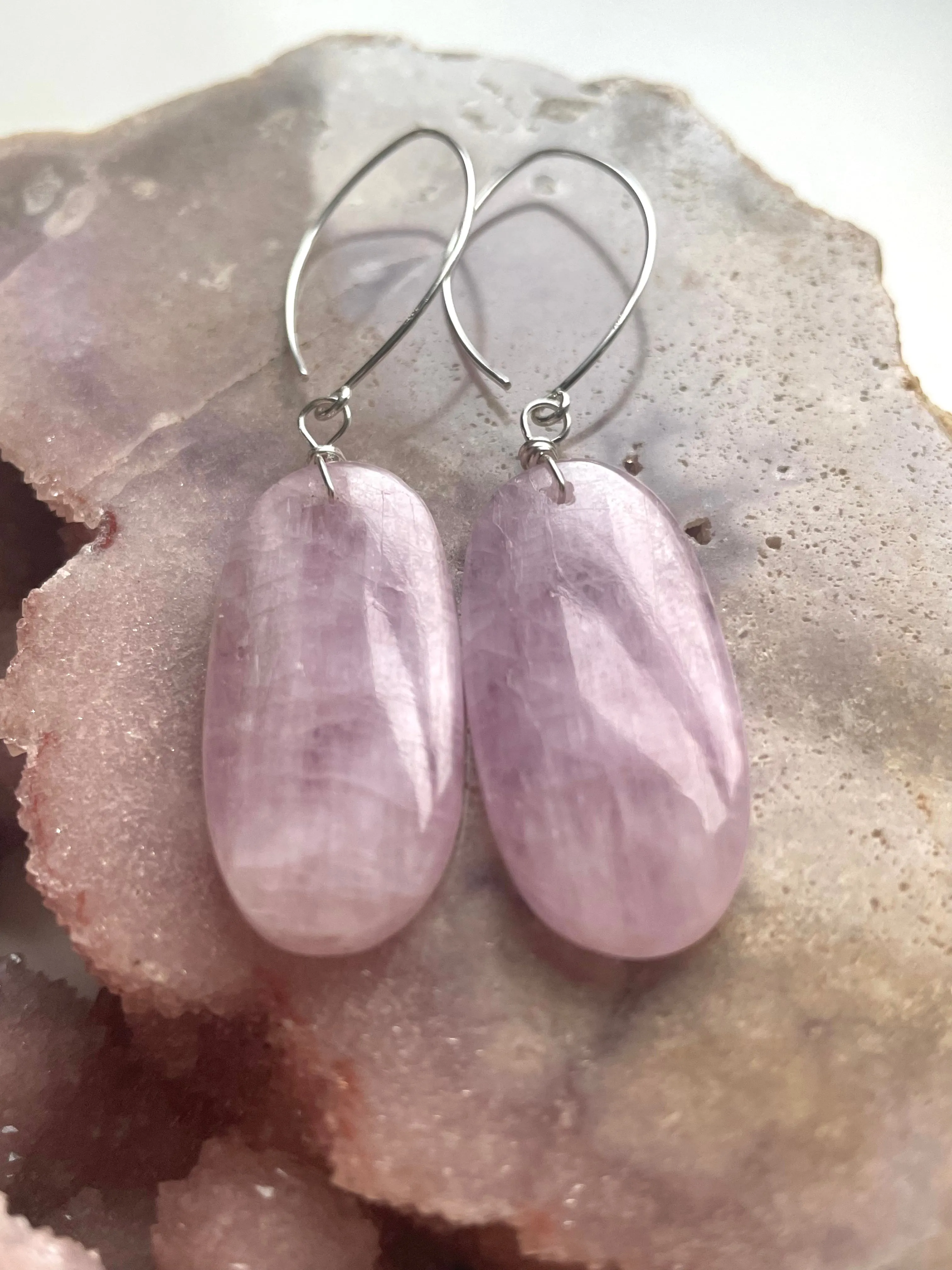 Kunzite Statement Earrings Sterling Silver