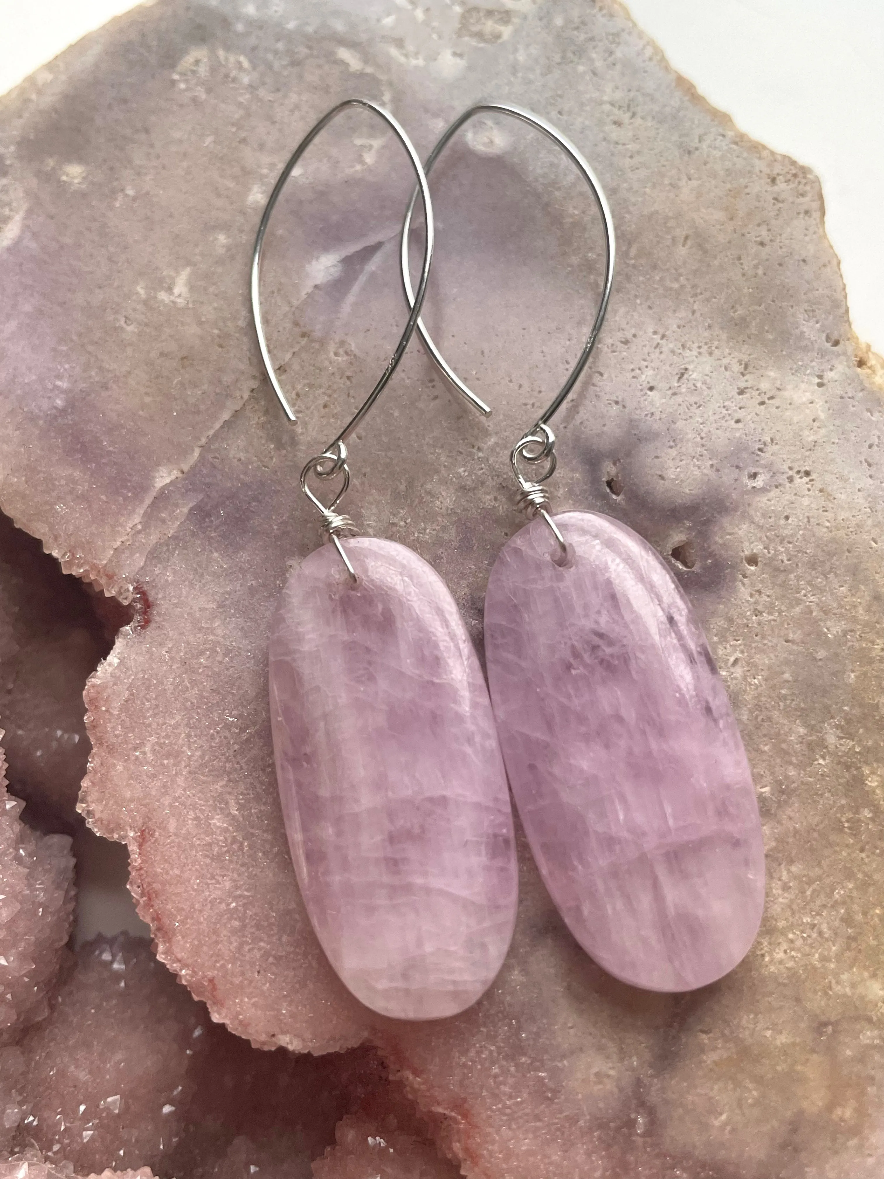 Kunzite Statement Earrings Sterling Silver