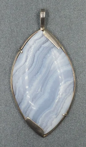 Lace Agate Pendant Sterling Silver Fine Statement Gemstone Jewellery