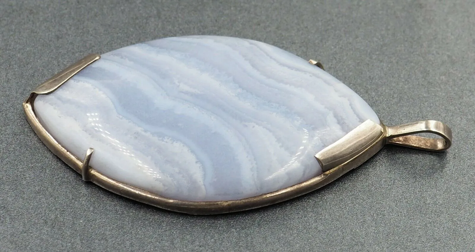 Lace Agate Pendant Sterling Silver Fine Statement Gemstone Jewellery