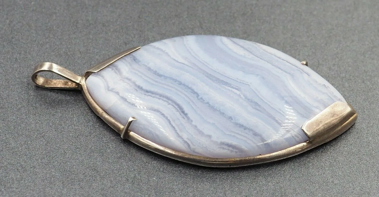 Lace Agate Pendant Sterling Silver Fine Statement Gemstone Jewellery