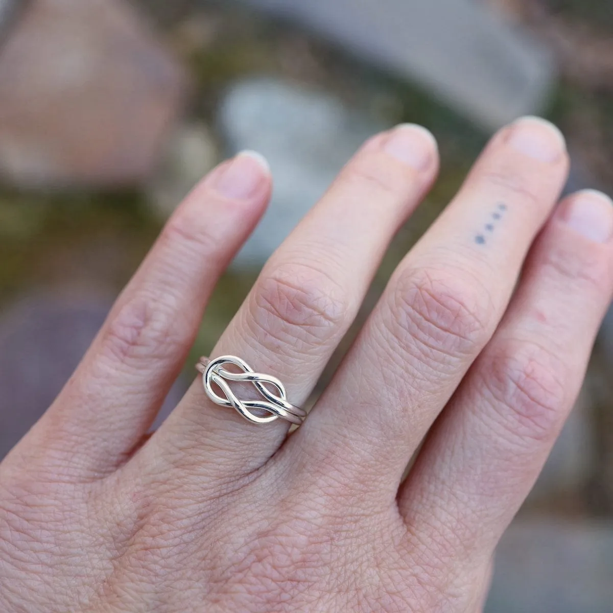 Large Double Love Knot Ring - Sterling Silver