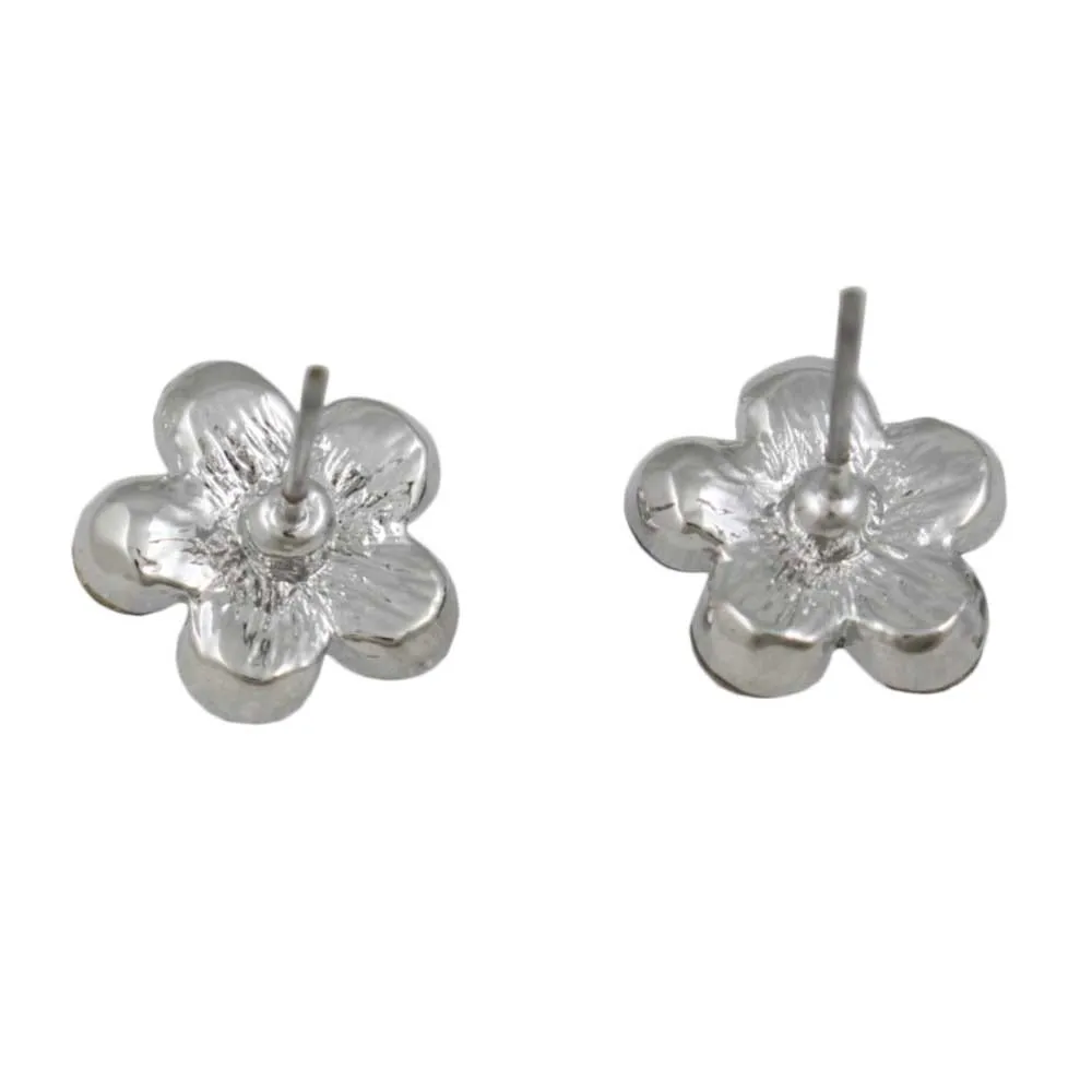 Light Blue Crystal Daisy Stud Pierced Earring - PRL984ELB