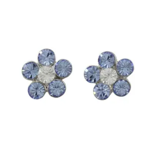 Light Blue Crystal Daisy Stud Pierced Earring - PRL984ELB