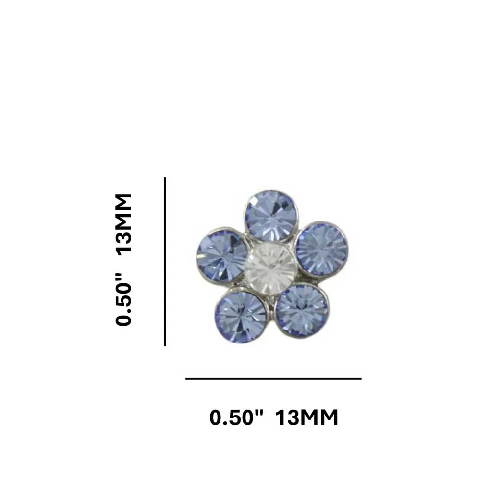 Light Blue Crystal Daisy Stud Pierced Earring - PRL984ELB