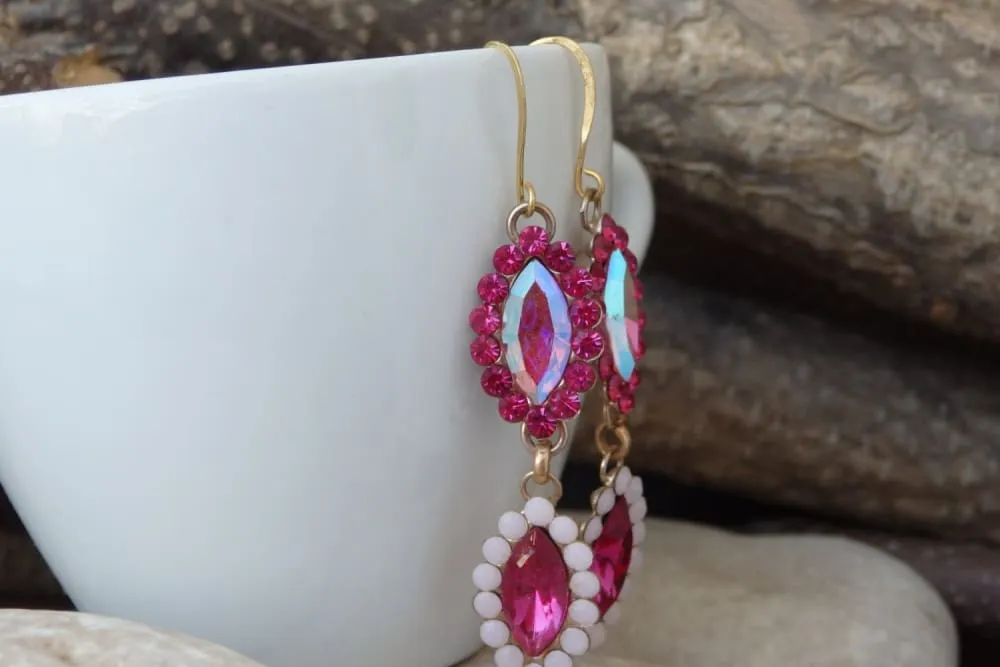 Long Fuchsia Earrings