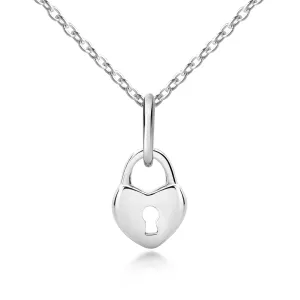 Love Heart Lock Pendant - Sterling Silver