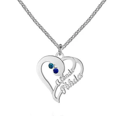 Love Promise Gift Name & Birthstone Necklace Personalized