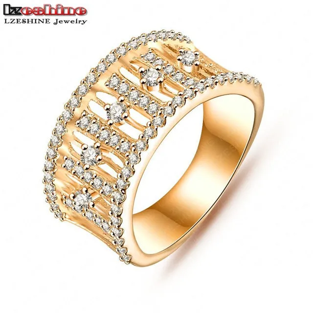 LZESHINE 2017 Hot Sale Rings Christmas Gift Gold / Silver Color Clear AAA Zircon  Fancy Women Jewelry Rings CRI0006