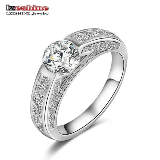 LZESHINE 2017 Hot Sale Rings Christmas Gift Gold / Silver Color Clear AAA Zircon  Fancy Women Jewelry Rings CRI0006