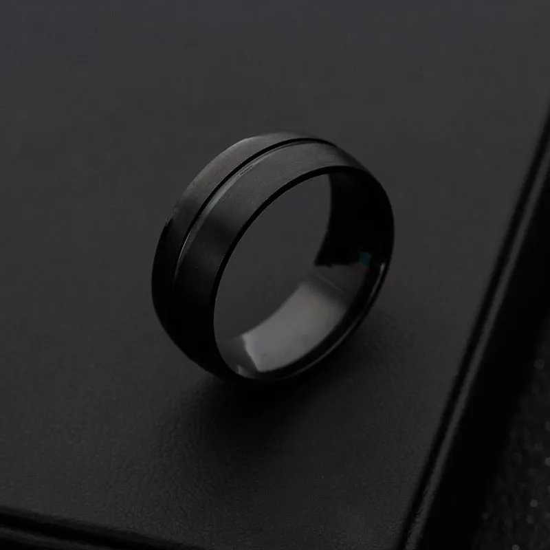 Men's Black Simple Stainless Steel Ring