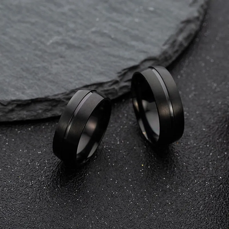 Men's Black Simple Stainless Steel Ring