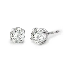 Men's Four Prong Round-Cut Solitaire Lab Grown Diamond Stud Earrings 14K Gold