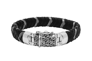 Men's Silver And Nylon Bracelet