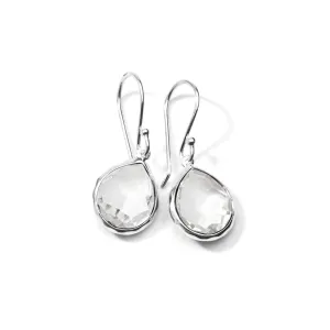 Mini Rock Crystal Teardrop Earrings in Sterling Silver