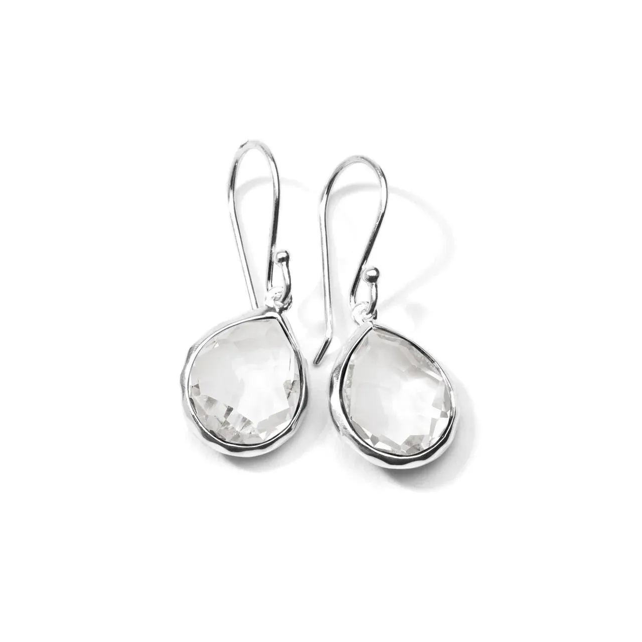 Mini Rock Crystal Teardrop Earrings in Sterling Silver