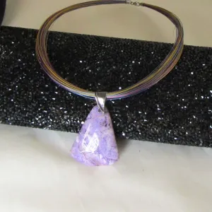 Multi-strand Necklace with Piurple Crazy Lace Agate Pendant