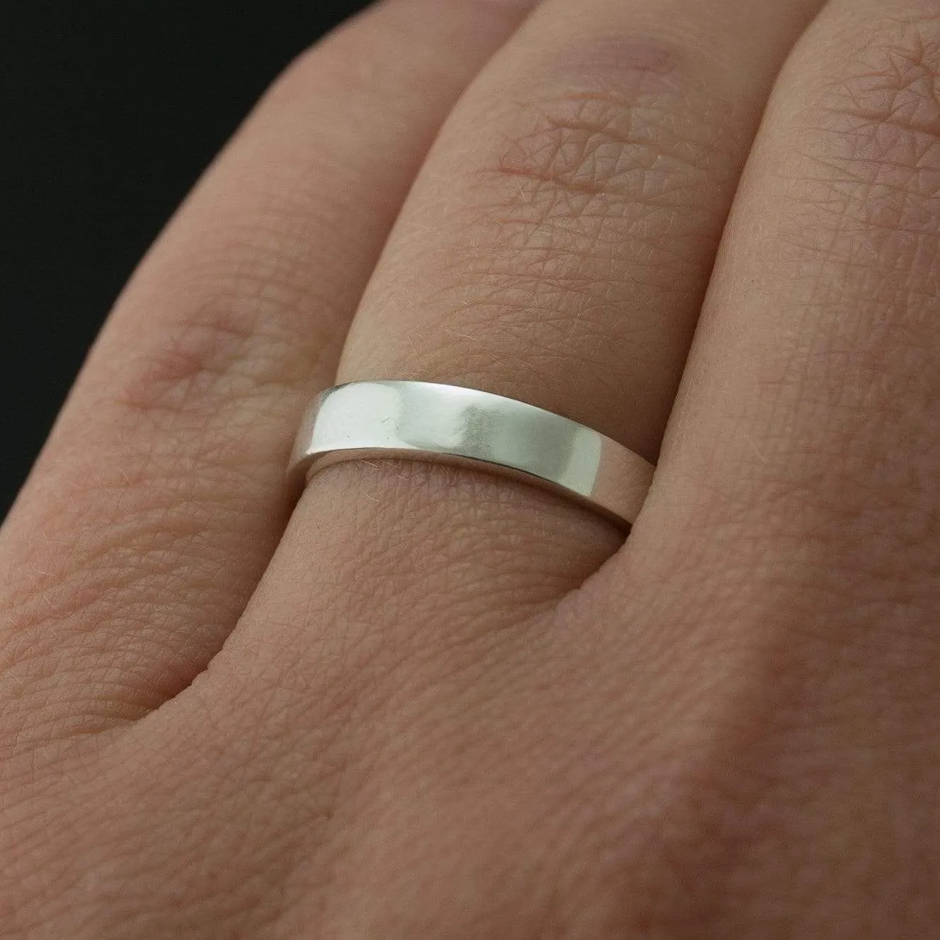 Narrow Flat Simple Wedding Band, 2-4mm Width