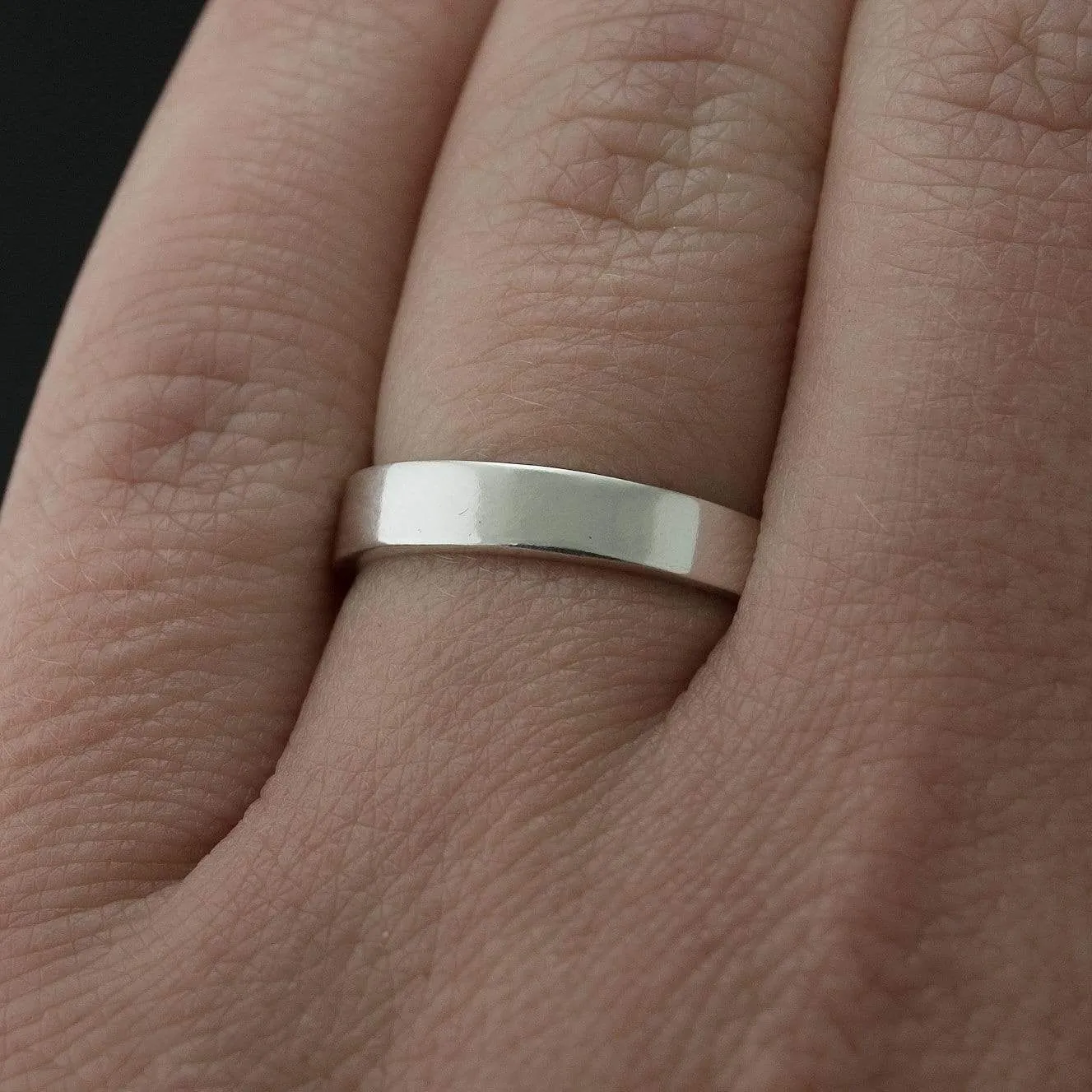 Narrow Flat Simple Wedding Band, 2-4mm Width