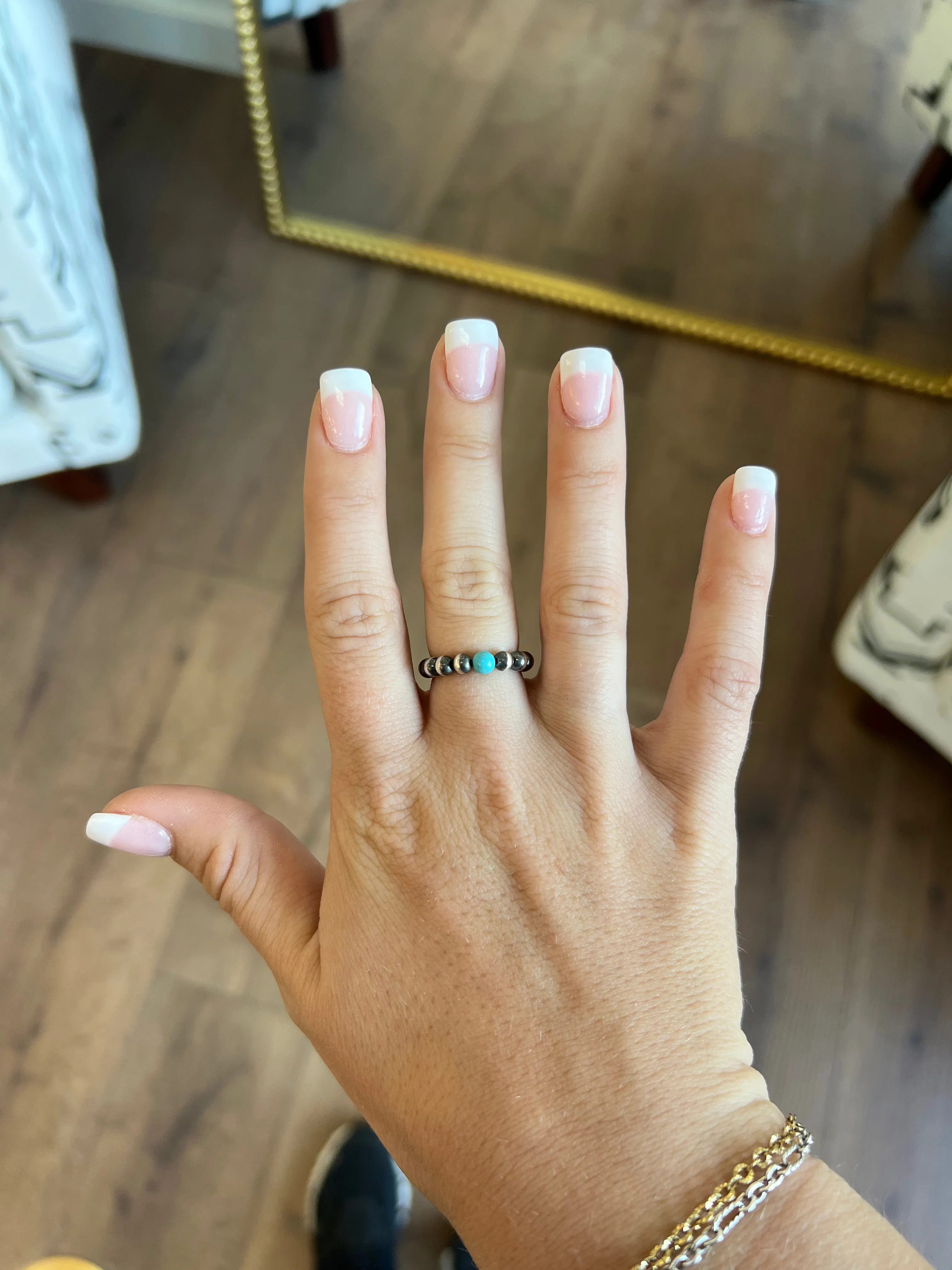 Navajo Pearl Stretch Ring - Turquoise