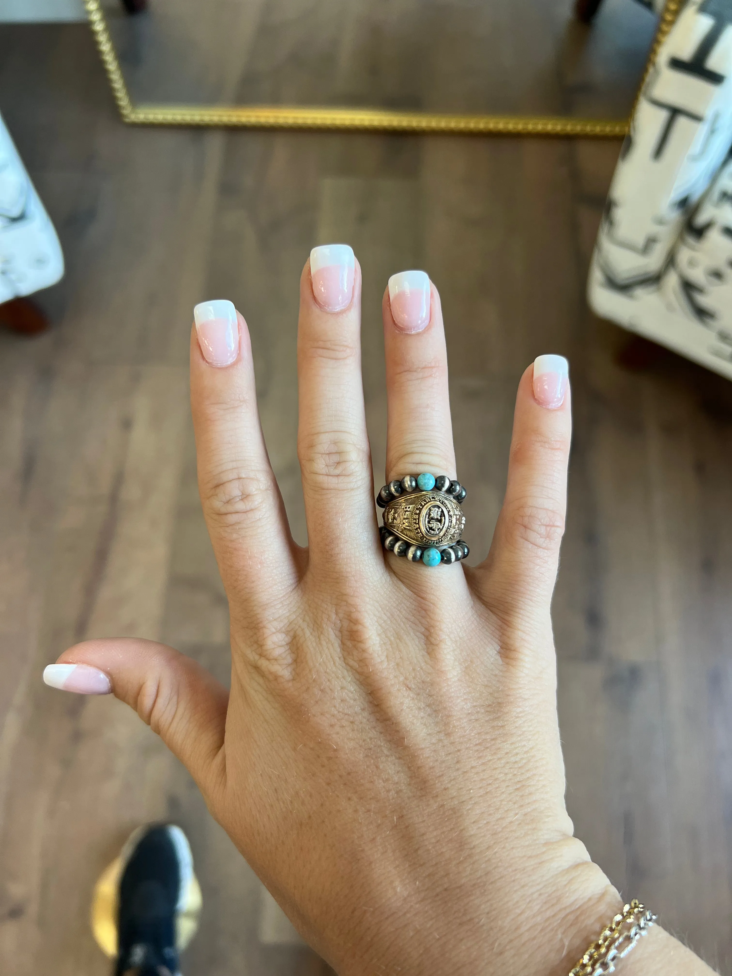 Navajo Pearl Stretch Ring - Turquoise