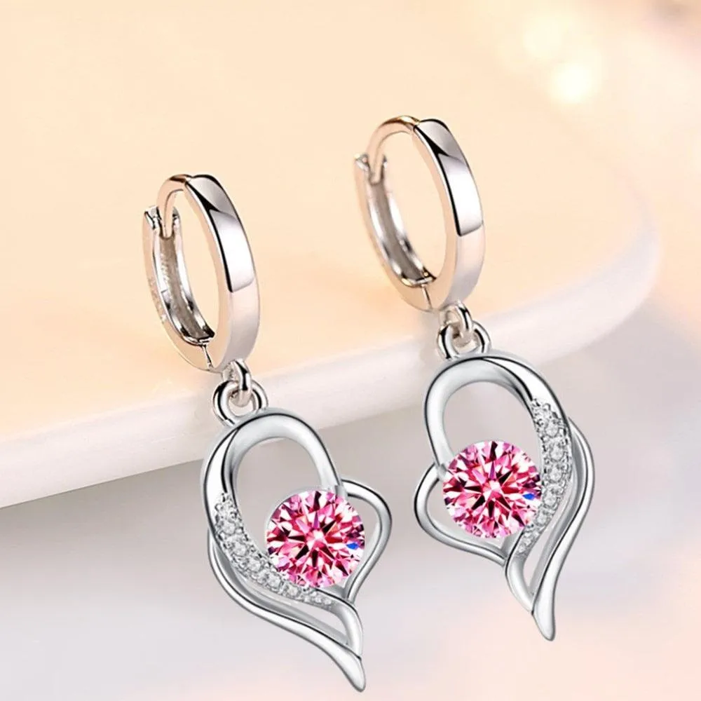 NEHZY 925 Sterling Silver Blue Pink White Purple Crystal Zircon Earrings