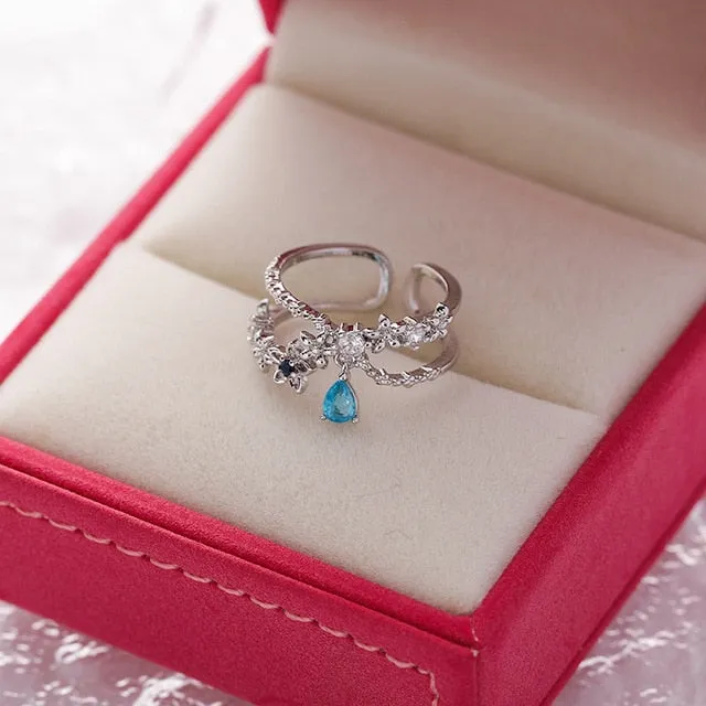 New Exquisite Crystal Flower Ring for Women