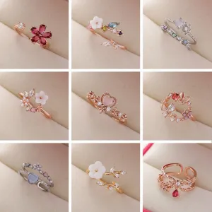 New Exquisite Crystal Flower Ring for Women