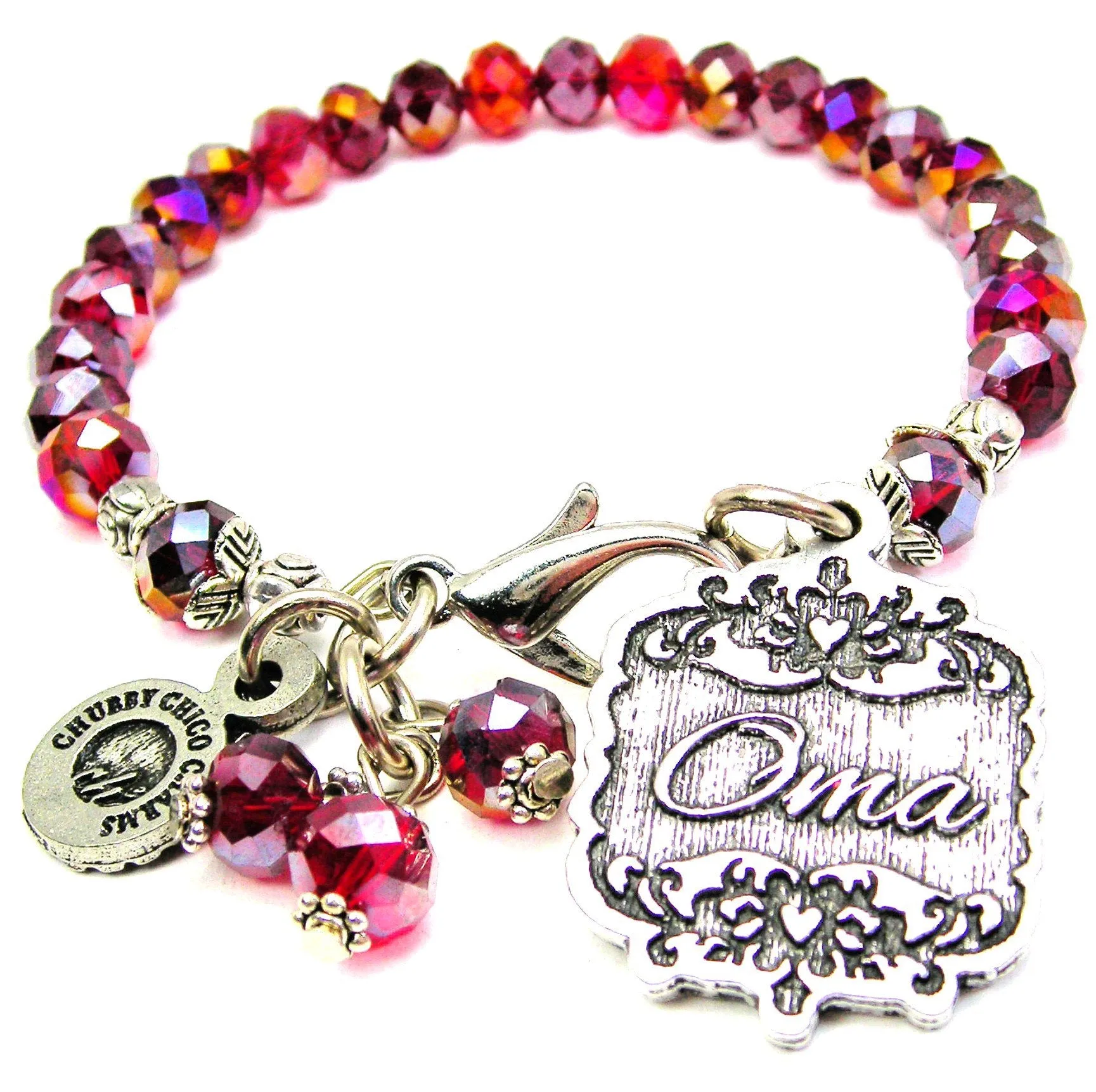 Oma Victorian Scroll Splash Of Color Crystal Bracelet