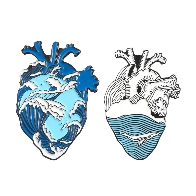 Original Design Pin Ocean Heart Shape Alloy Enamel Unisex Brooches