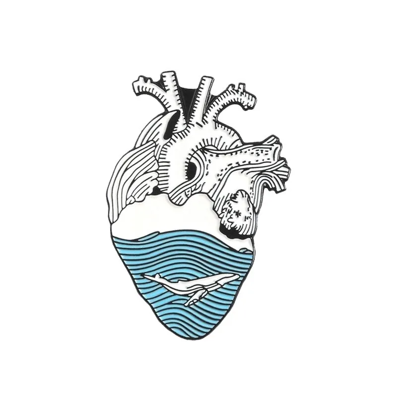 Original Design Pin Ocean Heart Shape Alloy Enamel Unisex Brooches