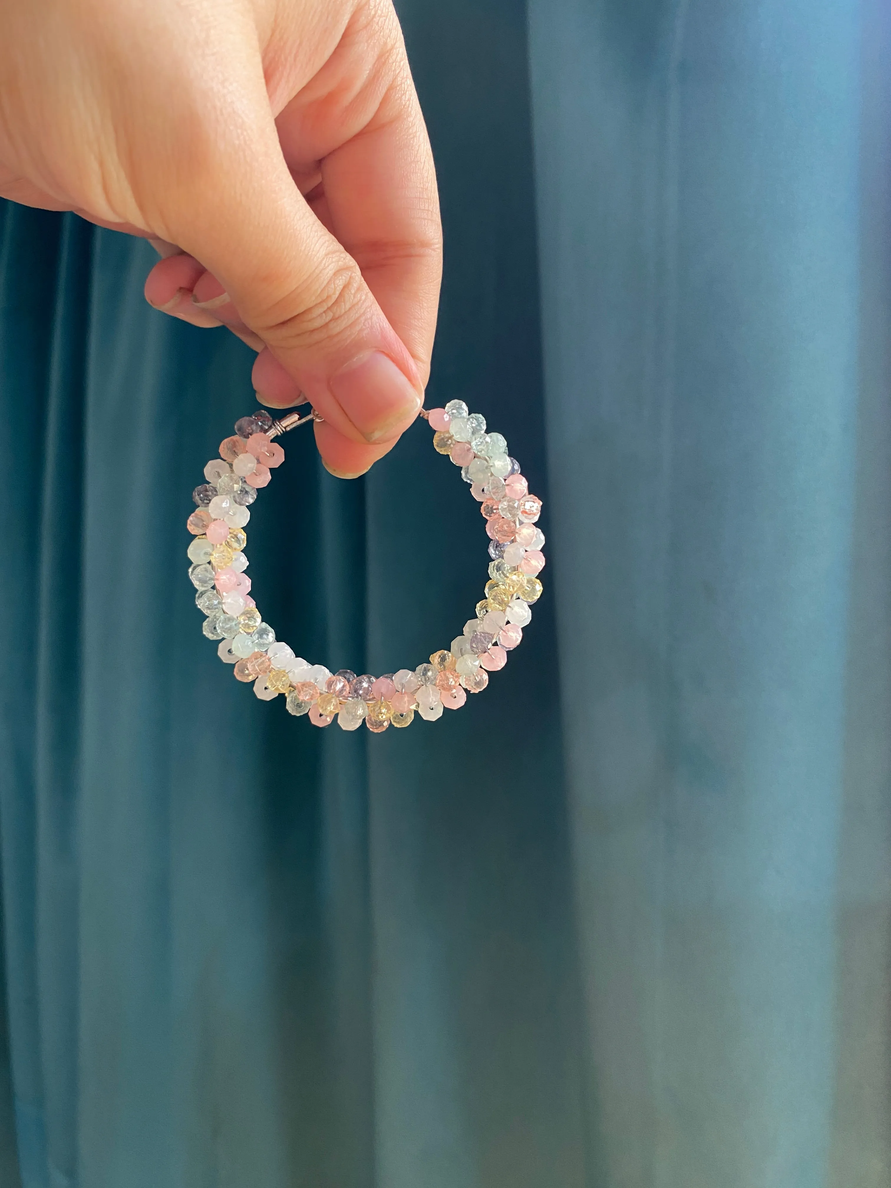 PASTEL CRYSTAL HOOP EARRINGS