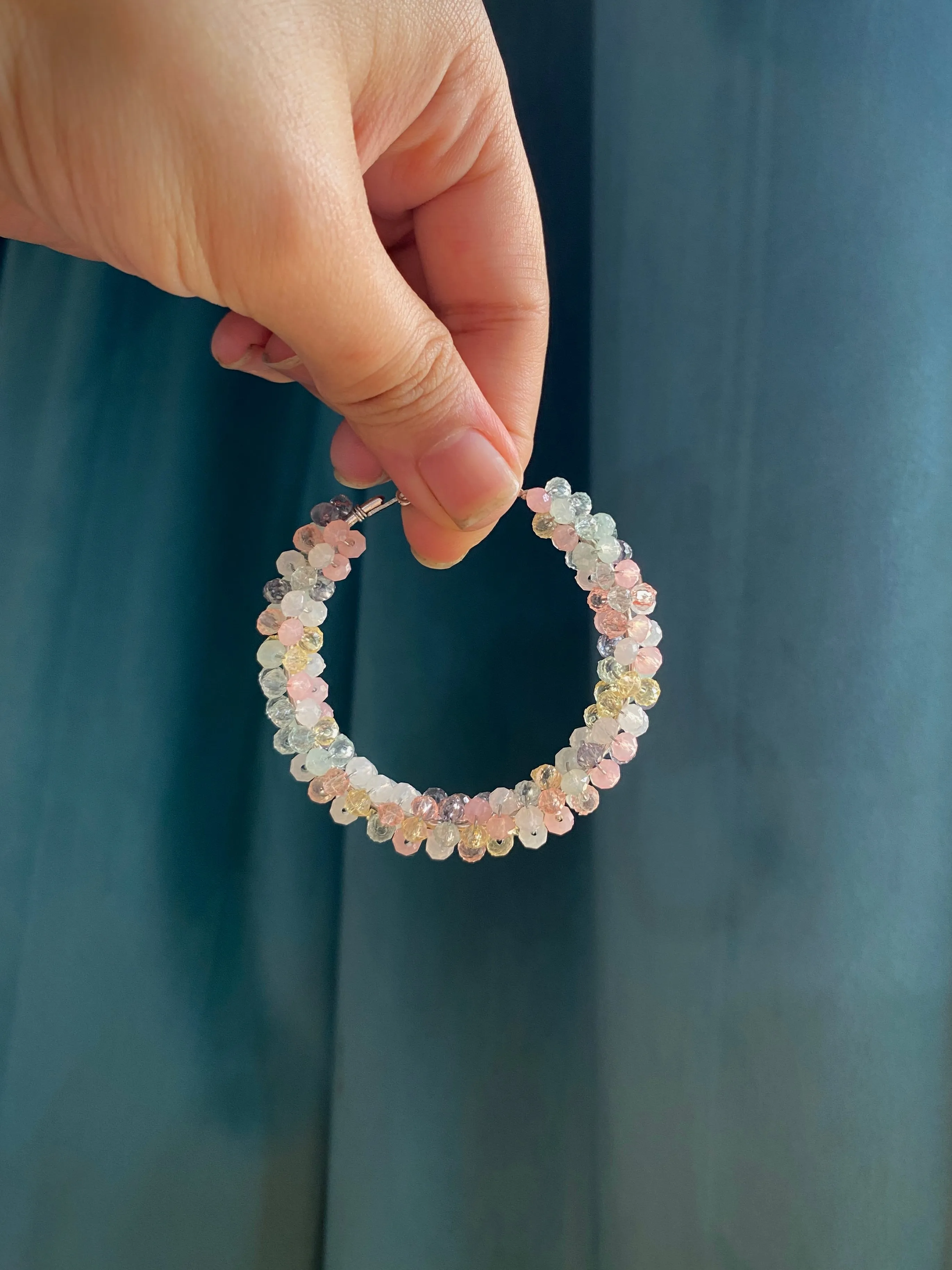 PASTEL CRYSTAL HOOP EARRINGS