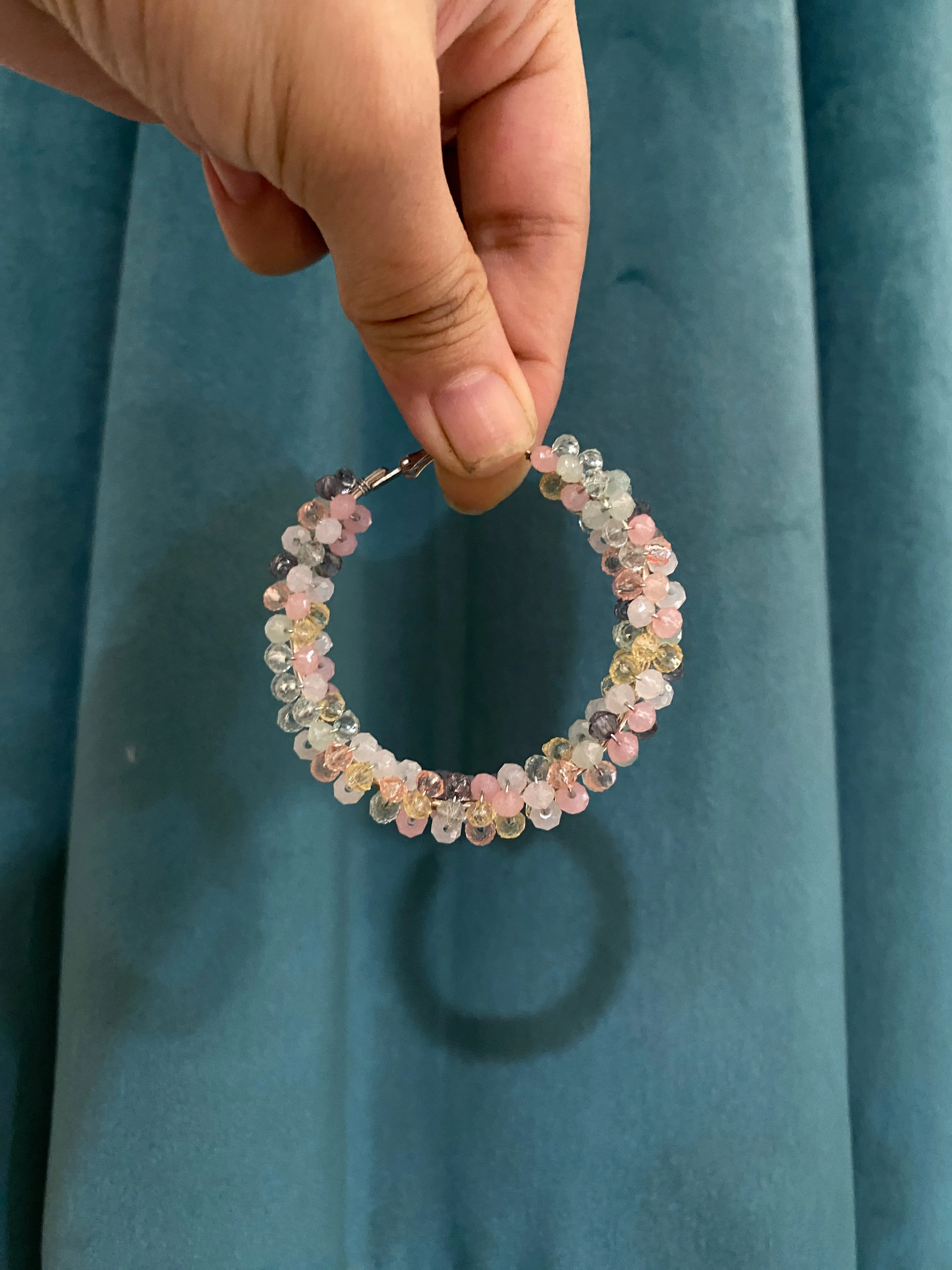 PASTEL CRYSTAL HOOP EARRINGS