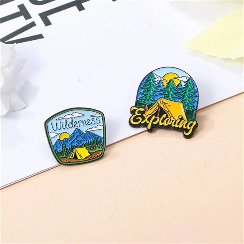 Pastoral Landscape Alloy Enamel Plating Unisex Brooches