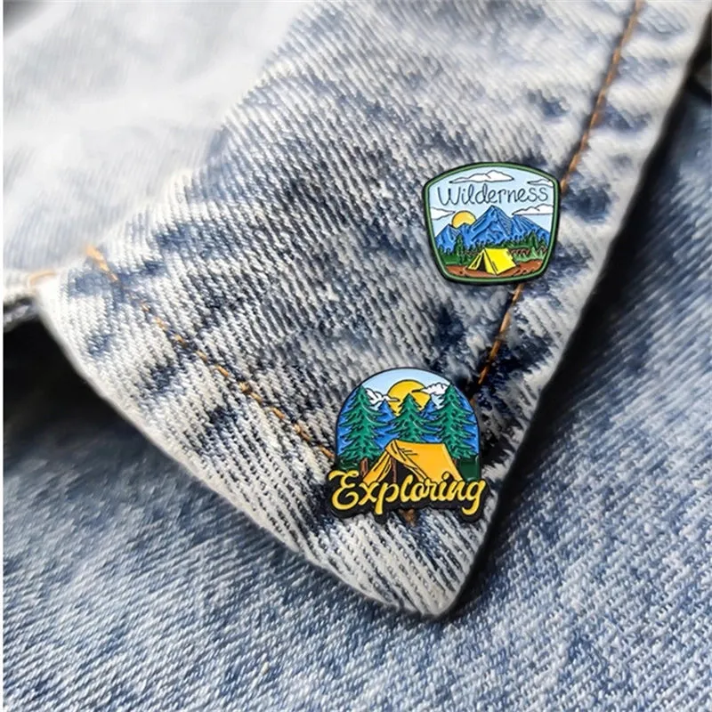 Pastoral Landscape Alloy Enamel Plating Unisex Brooches