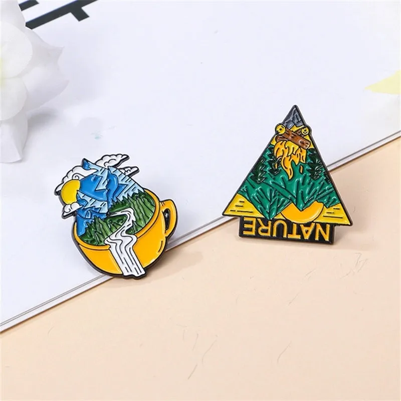 Pastoral Landscape Alloy Enamel Plating Unisex Brooches