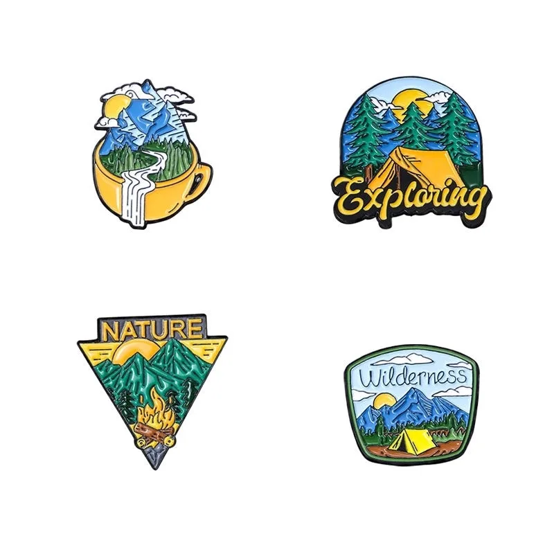 Pastoral Landscape Alloy Enamel Plating Unisex Brooches