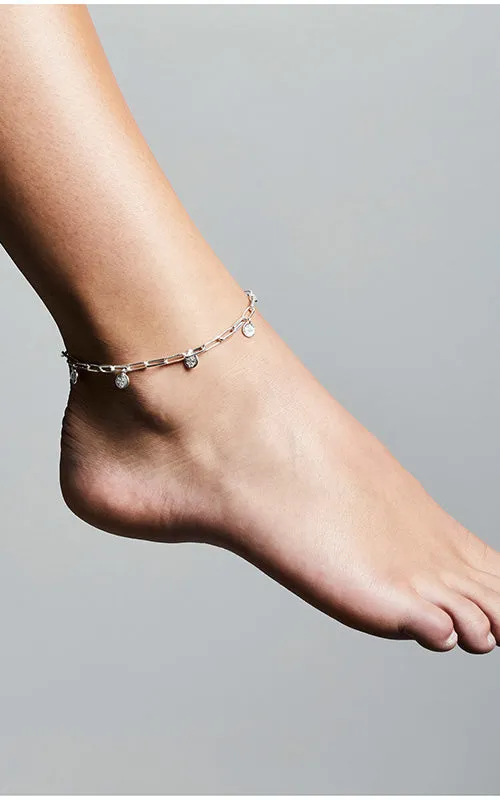 Pilgrim River Ankle Chain, silver