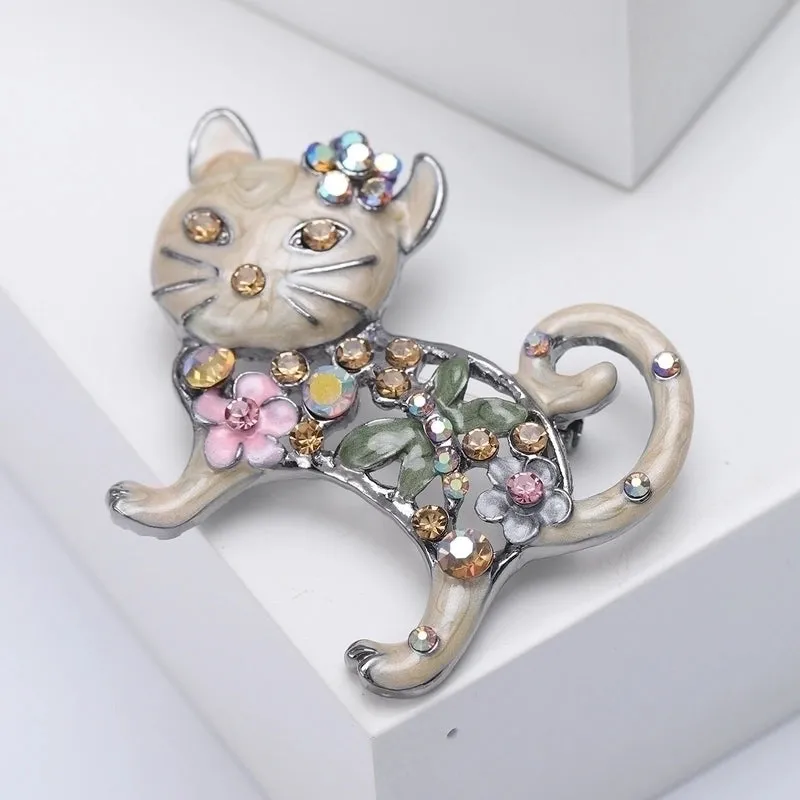 Pin Animal Alloy Enamel Plating Inlay Artificial Diamond Women's Brooches