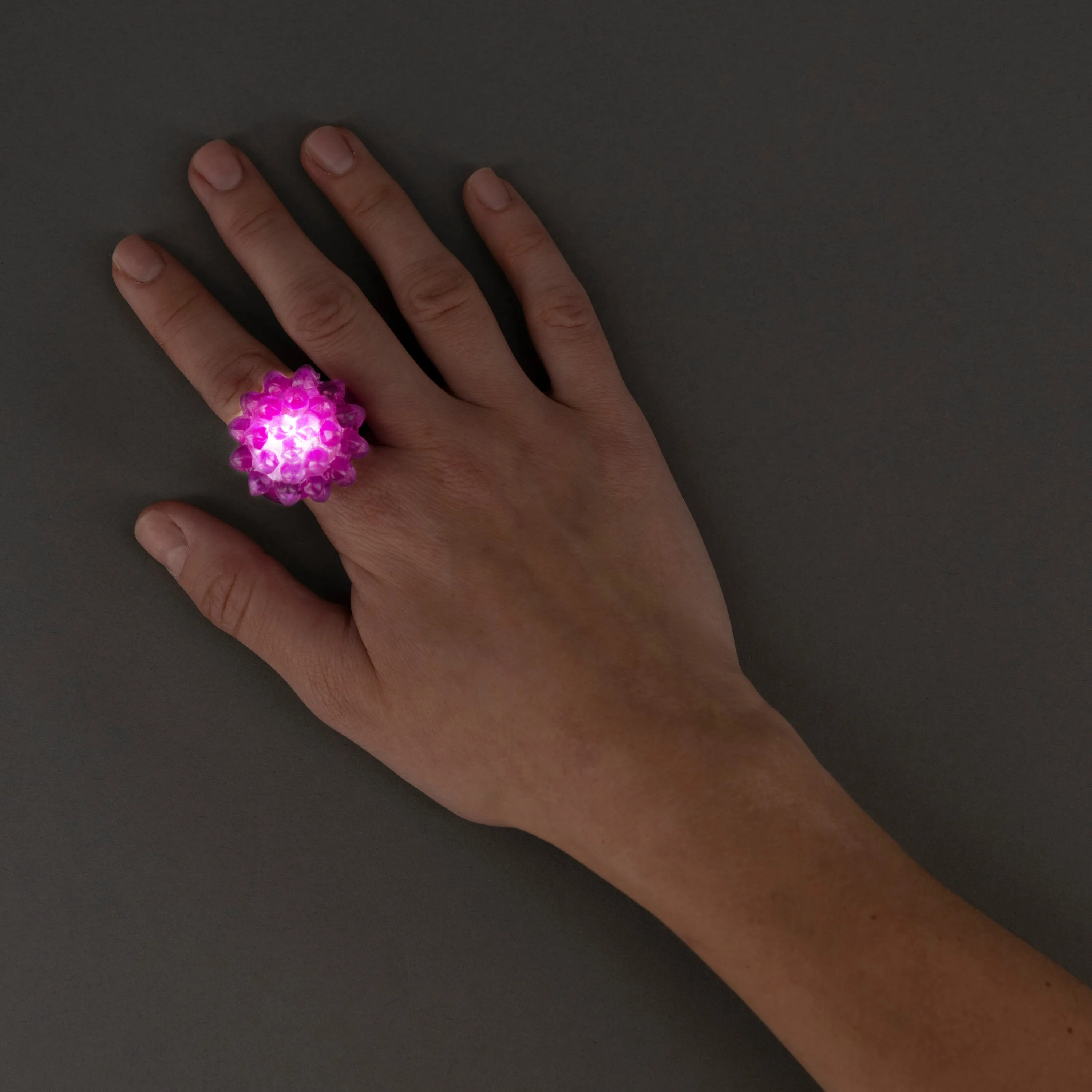 Purple LED Light Up Flashing Jelly Bumpy Rings - Pack of 24