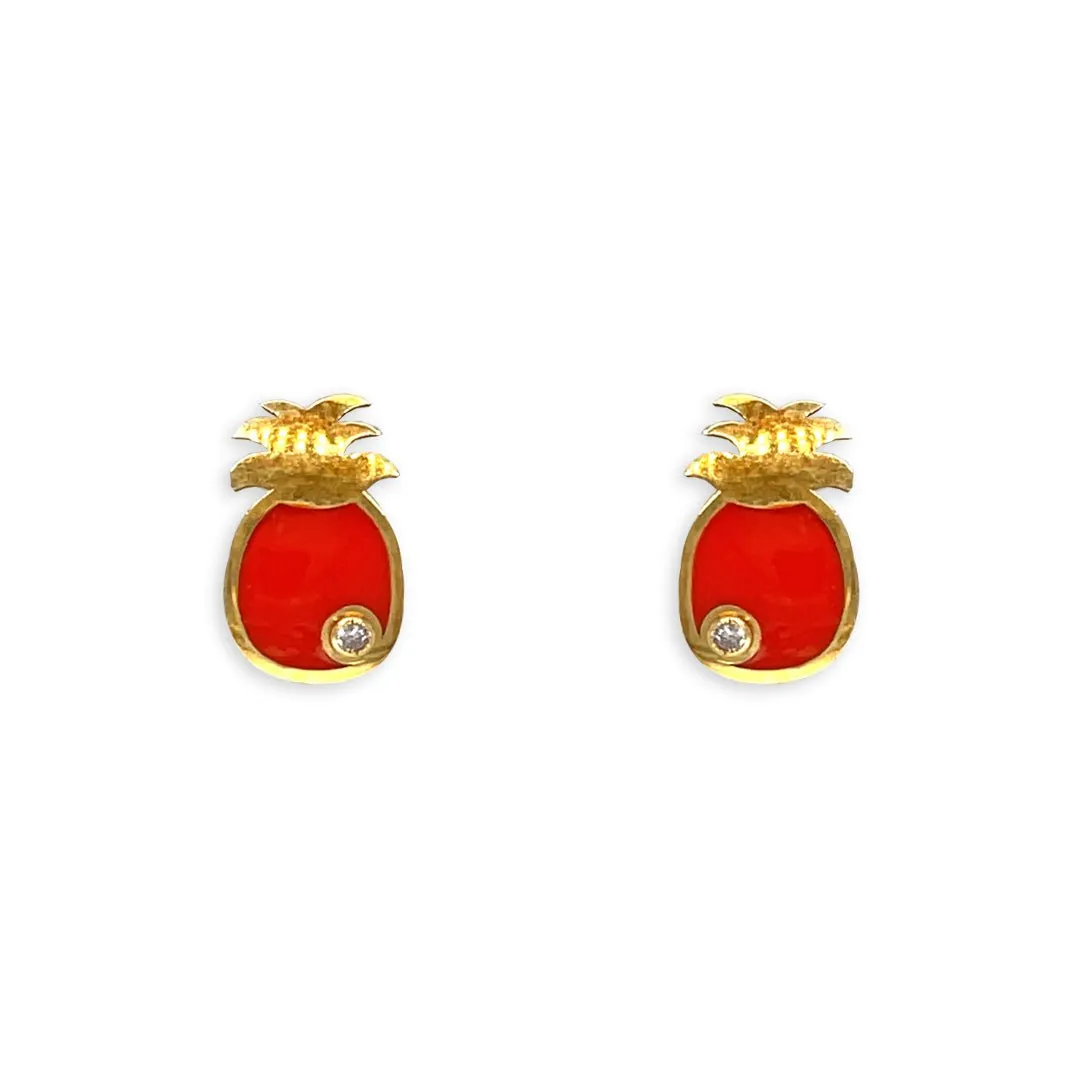 Red Pineapple Shape Earrings