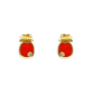 Red Pineapple Shape Earrings