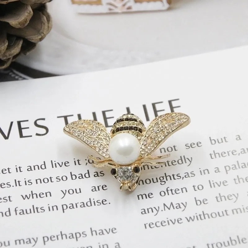 Retro Pin Flower Imitation Pearl Alloy Enamel Rhinestones Women'S Brooches