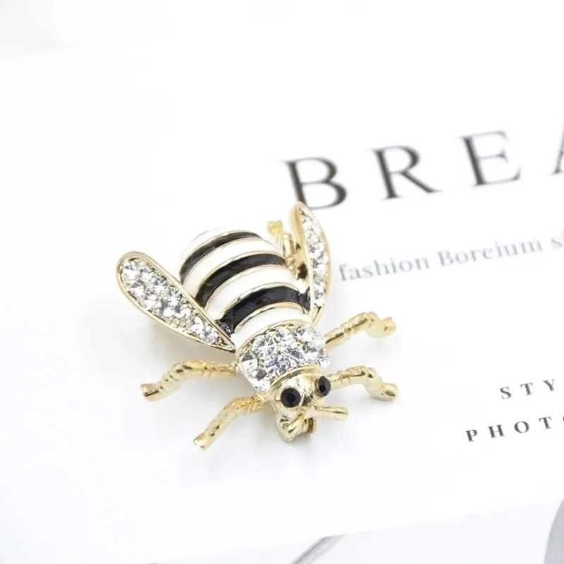 Retro Pin Flower Imitation Pearl Alloy Enamel Rhinestones Women'S Brooches