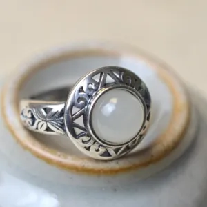 Retro Style Hetian Jade Adjustable Ring