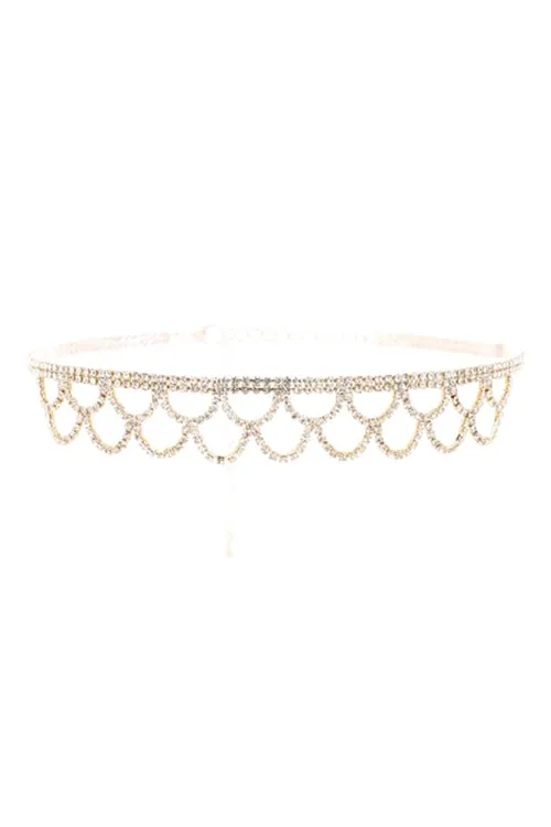 RHINESTONE FISH NET LACE BRIDAL CHOKER NECKLACE