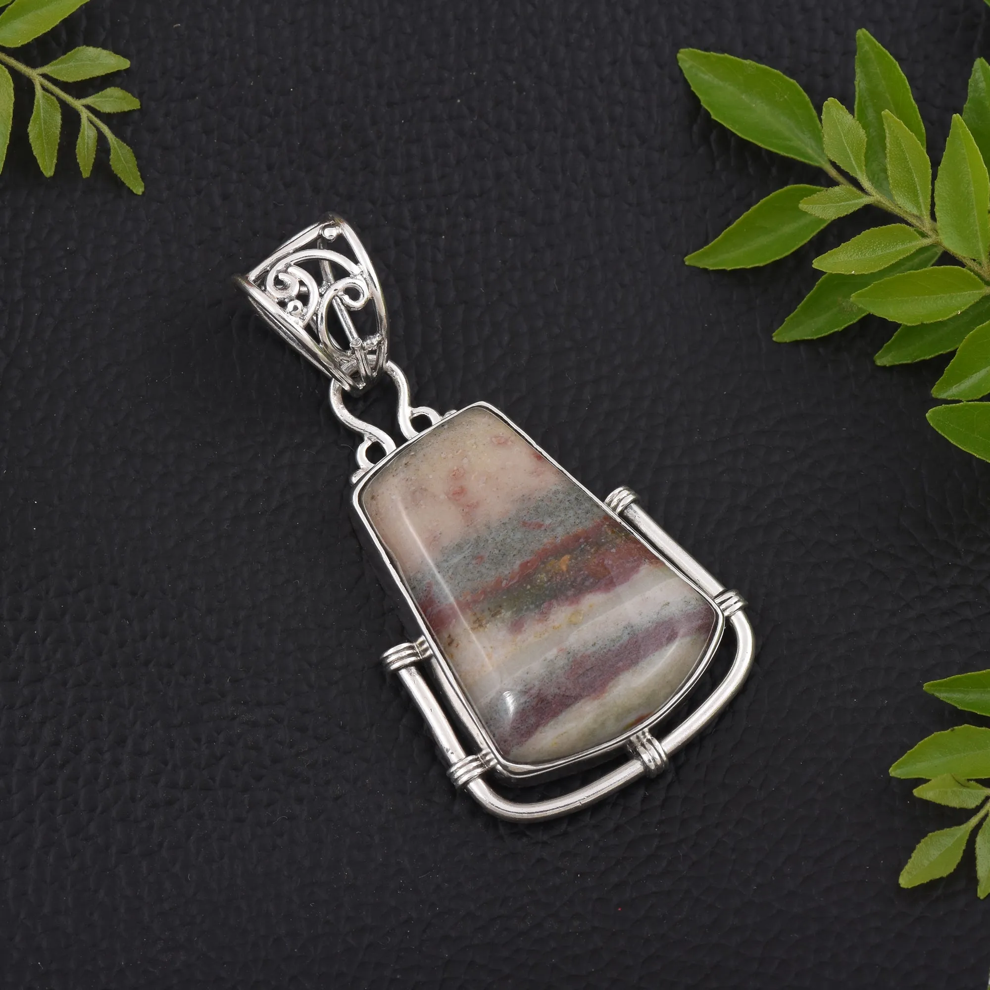 Rhodochrosite Gemstone Statement Pendant