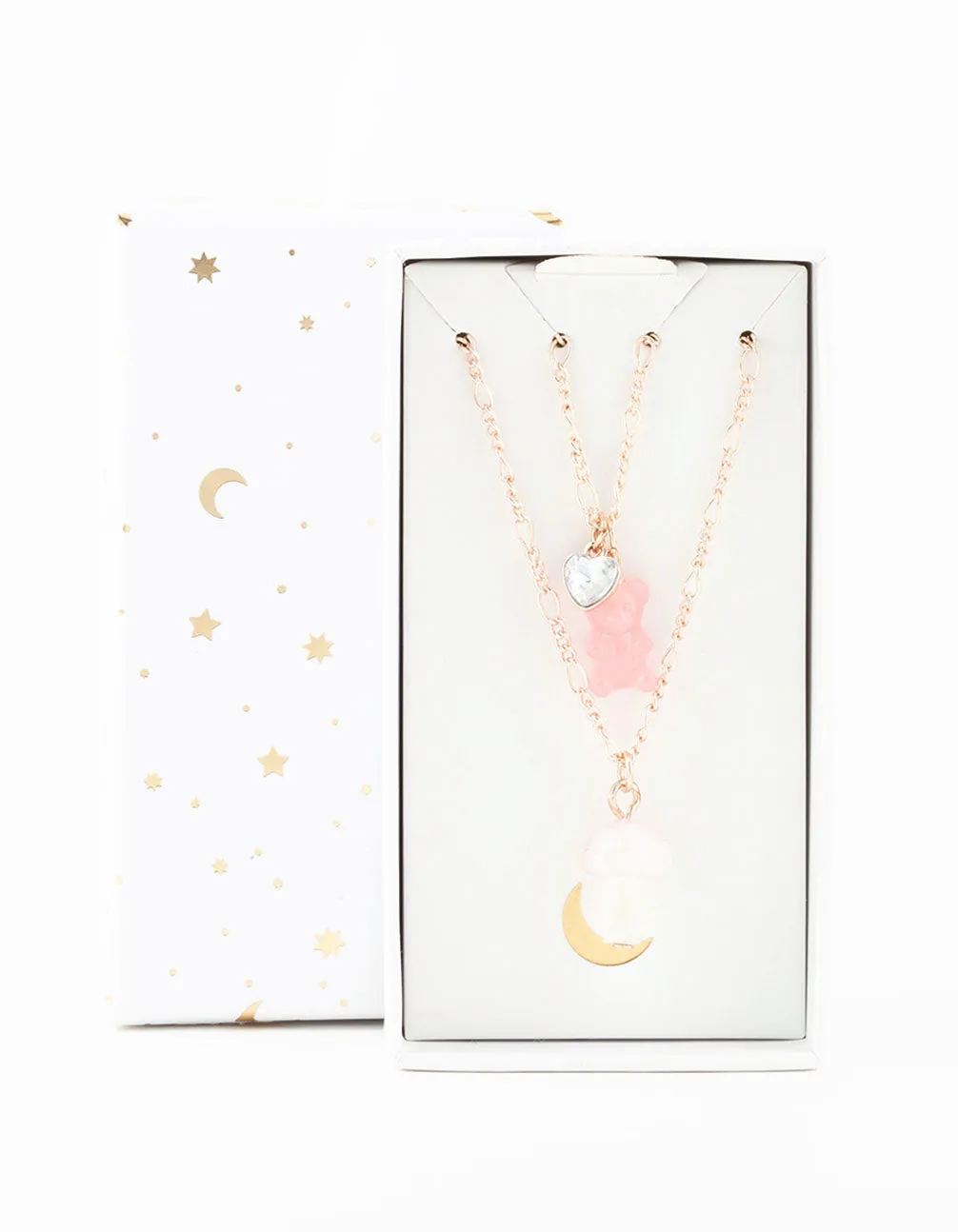 Rose Gold Teddy & Mushroom Short Necklace Pack