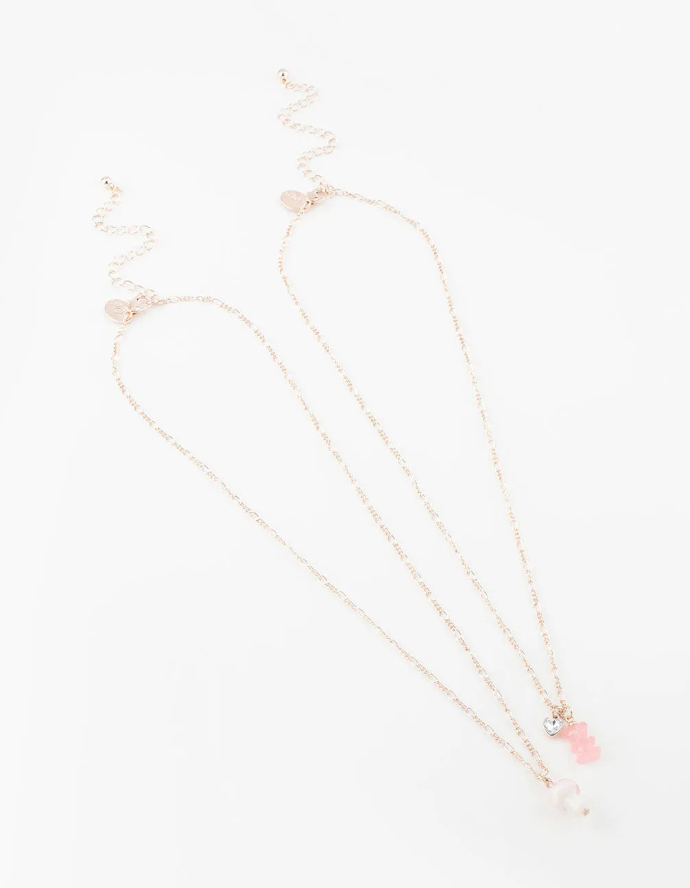 Rose Gold Teddy & Mushroom Short Necklace Pack